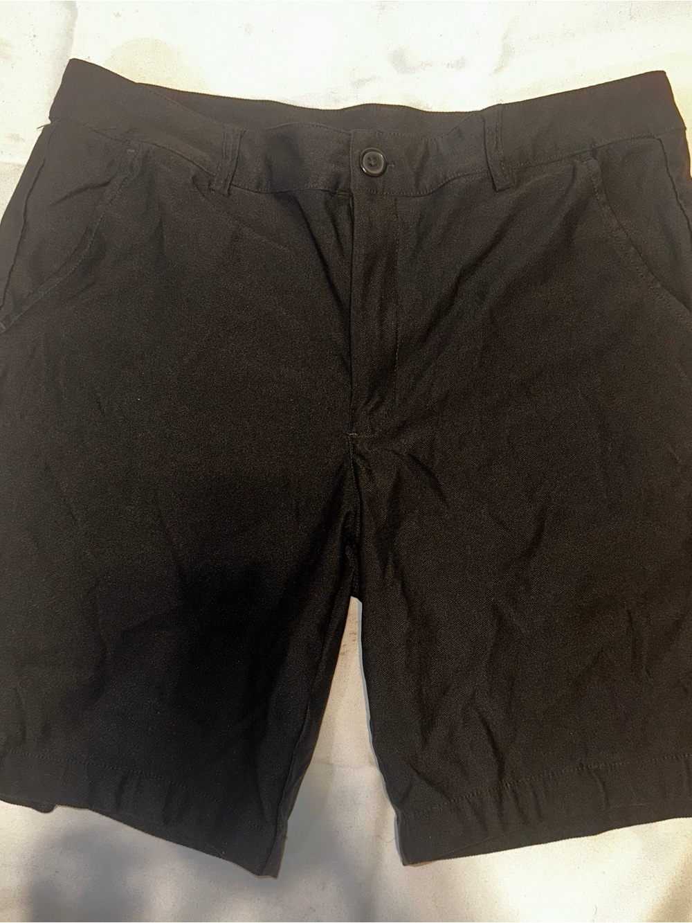 Hungson Mens Black Flat Front Shorts Casual Chino Stretch Size 32